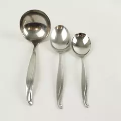 Lot of 3 Oneida Rogers Surfmaid Cabana Soup Spoon Sugar Spoon Gravy Ladle