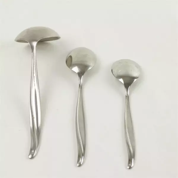 Lot of 3 Oneida Rogers Surfmaid Cabana Soup Spoon Sugar Spoon Gravy Ladle