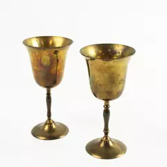 Vintage Brass 50th Anniversary Goblets Engraved Dad & Mom 