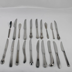 Lot of 20 Stainless Steel Mixed Dinner Knives Flatware