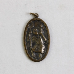 Vintage St. Christopher Catholic Oval Medal Pendant 1 1/2"