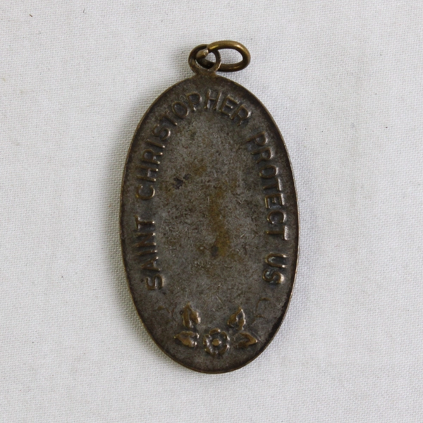 Vintage St. Christopher Catholic Oval Medal Pendant 1 1/2"