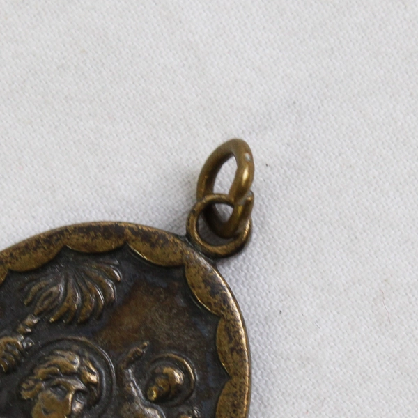 Vintage St. Christopher Catholic Oval Medal Pendant 1 1/2"