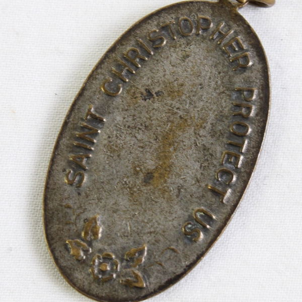 Vintage St. Christopher Catholic Oval Medal Pendant 1 1/2"
