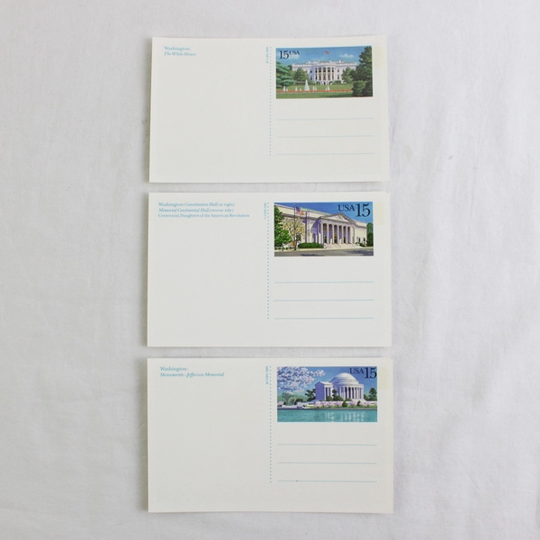 Set Of 3 USPS 1989 Washington DC Landmarks 15 Cent Postage Postcards 