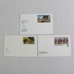 Lot Of 3 USPS 1989 1990 Historical Stamp Postcards Oklahoma Stanford Papermaking