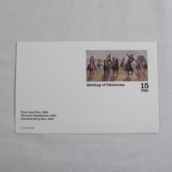 Lot Of 3 USPS 1989 1990 Historical Stamp Postcards Oklahoma Stanford Papermaking