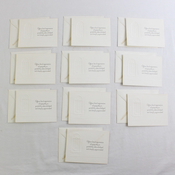Set of 10 Vintage Sympathy Acknowledgment Notecards with Envelopes
