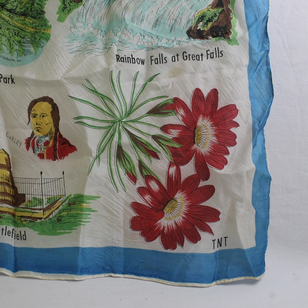 Vintage Montana Square Silk Scarf Souvenir 29" x 29" FLAWED