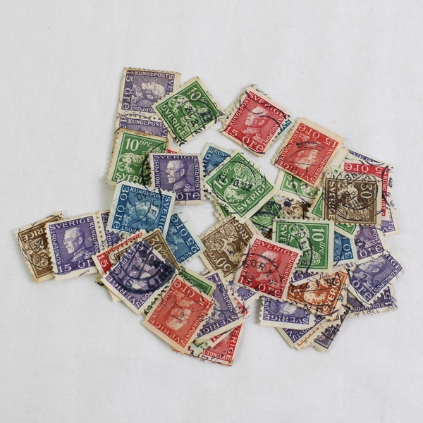 Lot Of 60 1920s Sweden Used Stamps Lion King Gustav