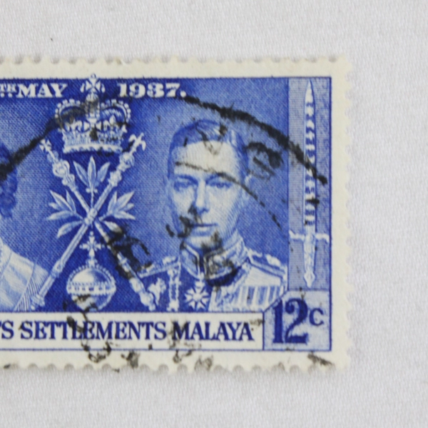 Straits Settlement Malaya 1937 King George Coronation 12c Stamp 