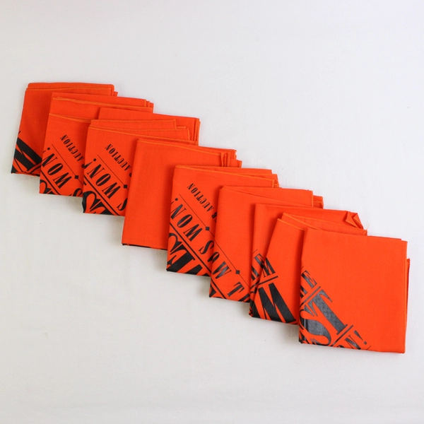 Lot Of 8 Beaver Club Auction 'How The West Was Won!' Orange Bandanas 21.5" x 22"