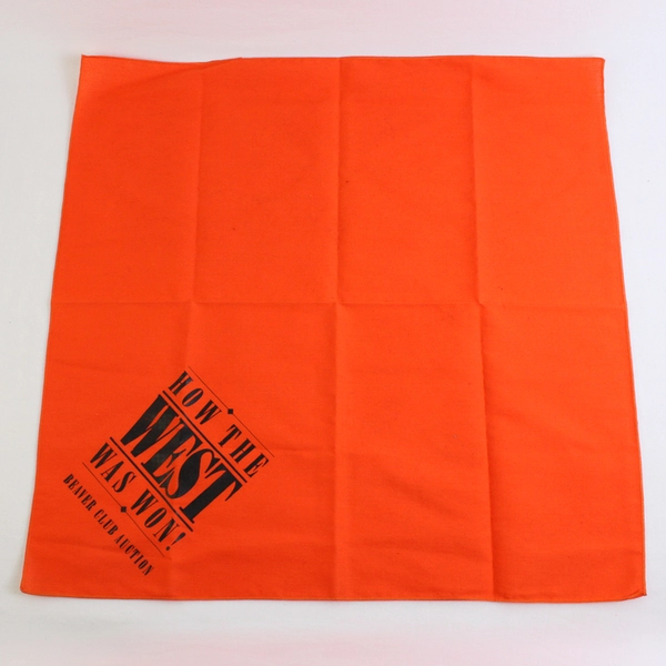 Lot Of 8 Beaver Club Auction 'How The West Was Won!' Orange Bandanas 21.5" x 22"