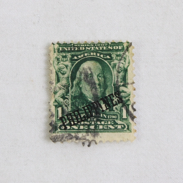 USA Benjamin Franklin 1 Cent Philippines Overprint Stamp Used 