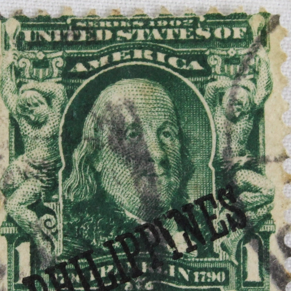USA Benjamin Franklin 1 Cent Philippines Overprint Stamp Used 