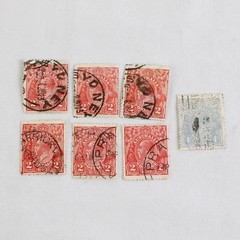Lot Of 7 Australia King George V Stamps Used Postmarks