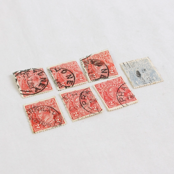 Lot Of 7 Australia King George V Stamps Used Postmarks