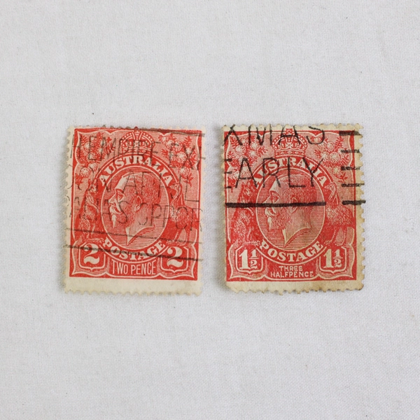 Lot Of 6 Australia 1 1/2p 1p 2p King George V Stamps Used Postmarks