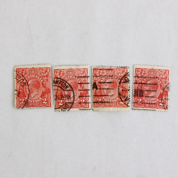 Lot Of 8 Australia 2p 4d King George V Stamps Used Postmarks