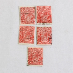 Lot Of 5 Australia 2p King George V Stamps Used 