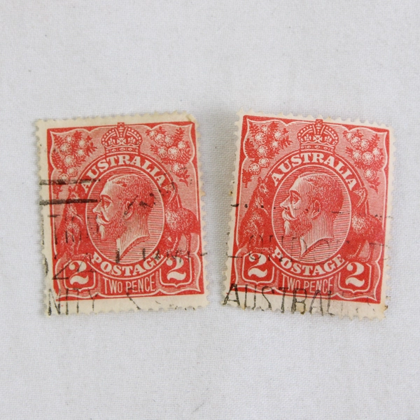 Lot Of 5 Australia 2p King George V Stamps Used 
