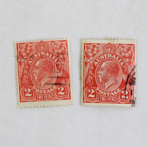 Lot Of 5 Australia 2p King George V Stamps Used 