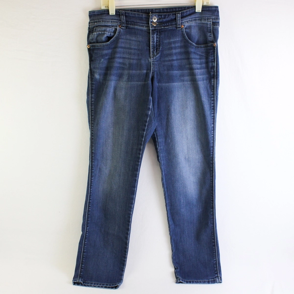 INC Jeans Women's 10 Blue Medium Wash Straight Leg Curvy Fit Stretch Denim Jeans