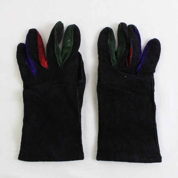 VTG Schuman Sullivan New Haven L Black and Multicolored Gloves Genuine Leather