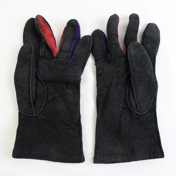 VTG Schuman Sullivan New Haven L Black and Multicolored Gloves Genuine Leather