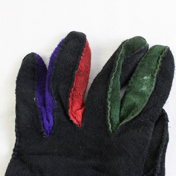VTG Schuman Sullivan New Haven L Black and Multicolored Gloves Genuine Leather