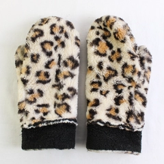 Fashion by Mirabeau Faux Fur Animal Print Cuffed Mittens One Size