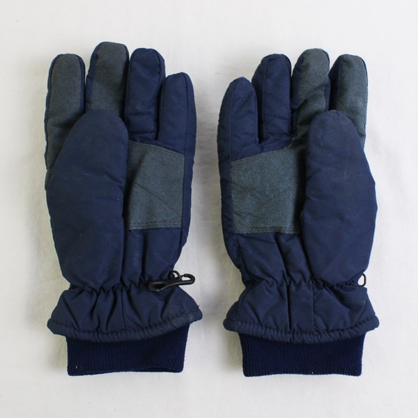 Vtg Gates Women M Navy Blue Cloth with Grip Pad Cuffed Gloves
