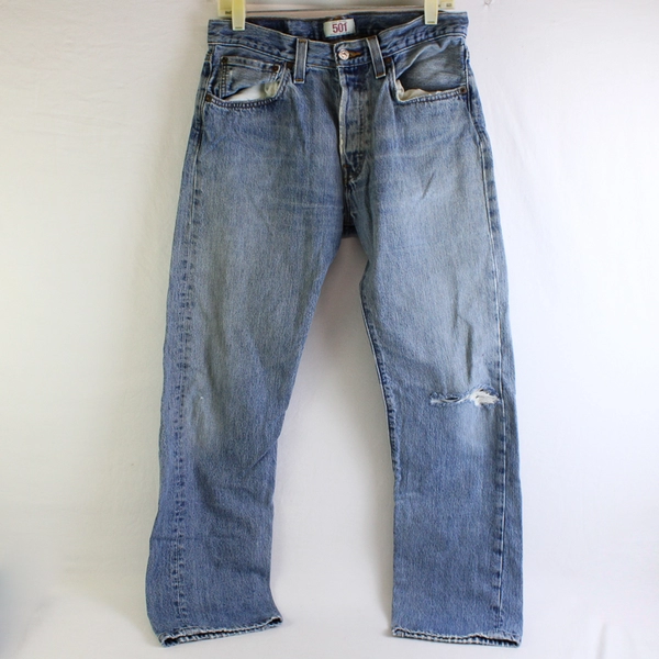 Levi's 501 Men's 32x32 Light Wash Button Fly Straight Leg Denim Jeans