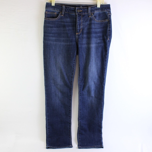 St Johns Bay Women's 8 Dark Wash Straight Leg Stretch Denim Jeans