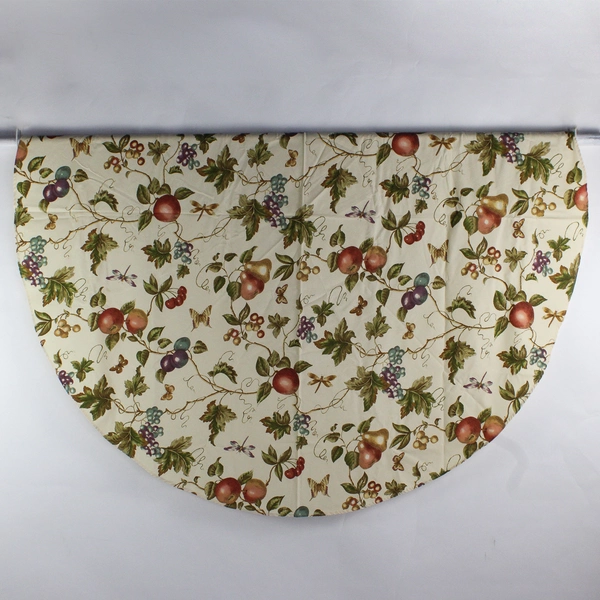 Fashion Industries Round Tablecloth Grape & Vine Motif 68" Cream Cotton, 2002 