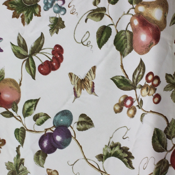 Fashion Industries Round Tablecloth Grape & Vine Motif 68" Cream Cotton, 2002 