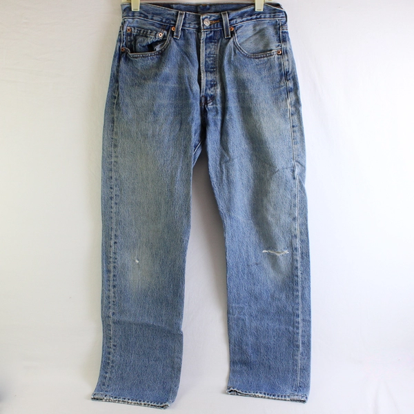 Levi's 501 Men's 32x32 Blue Light Wash Button Fly Straight Leg Denim Jeans