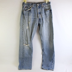 Levi's 501 Men 32x32 Button-fly Distressed Light Wash Straight Leg Denim Jeans