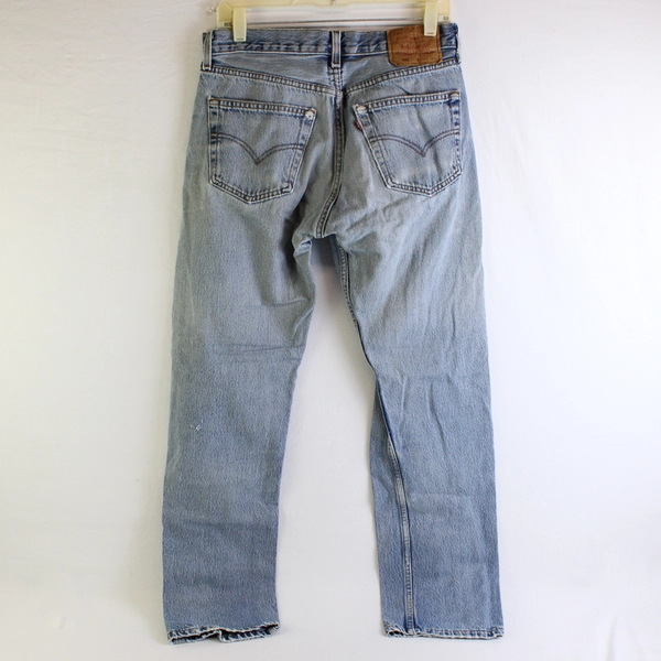 Levi's 501 Men 32x32 Button-fly Distressed Light Wash Straight Leg Denim Jeans