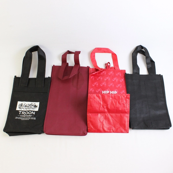 Lot of 4 Wine Bottle Bags Fabric With Handles