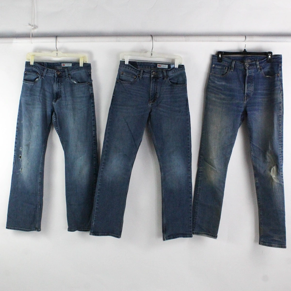 Lot of 3 Wrangler and Levi's Damaged/Stained/Ripped Denim Jeans