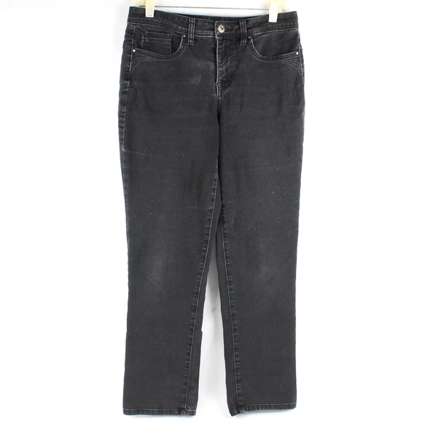 Style and Co Women's 8 Black Denim Straight Leg Mid Rise Retro Jeans