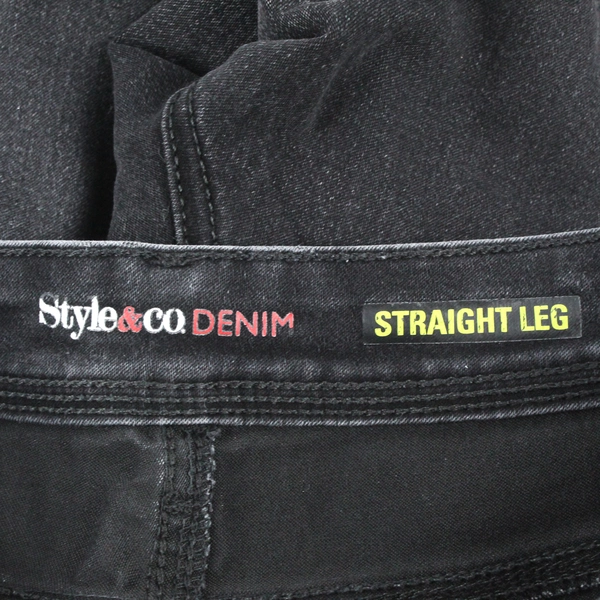 Style and Co Women's 8 Black Denim Straight Leg Mid Rise Retro Jeans