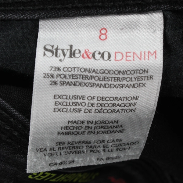 Style and Co Women's 8 Black Denim Straight Leg Mid Rise Retro Jeans