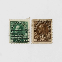 Lot Of 2 Canada King George V War Tax Stamps 2 Cent MR4 1 Cent MR1 Used