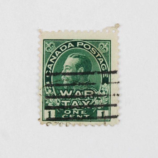 Lot Of 2 Canada King George V War Tax Stamps 2 Cent MR4 1 Cent MR1 Used