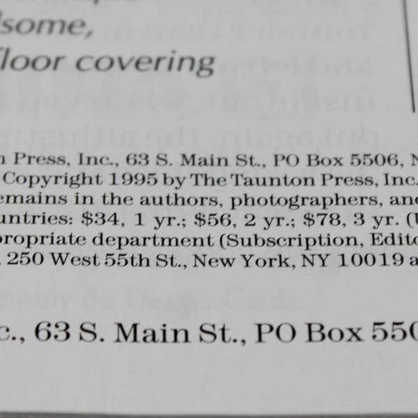 Vintage Lot of 6 Taunton's Threads Magazine Dec 1994 Thru Nov 1995 Complete