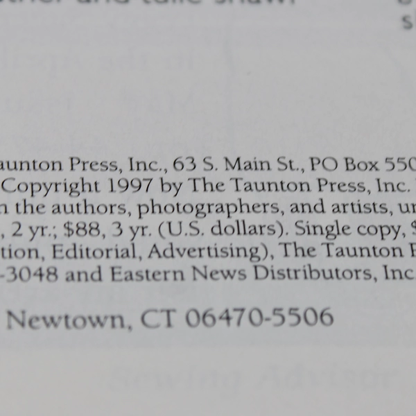 VTG Lot of 5 Taunton's Threads Magazine Dec 1996 Thru Nov 1997 Missing Feb/March