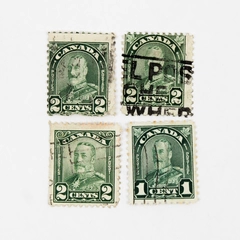 Lot Of 4 1930s Canada King George V 1 Cent 2 Cent Stamps Green Used 