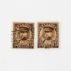 Lot Of 2 1932 Belgium King Albert 75c Brown Stamps Used Canceled